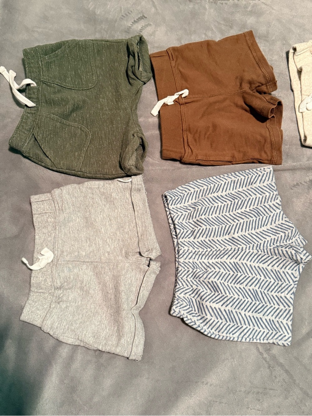 Baby Shorts 6-9M bundle- Green, Brown, Gray, Blue Pattern